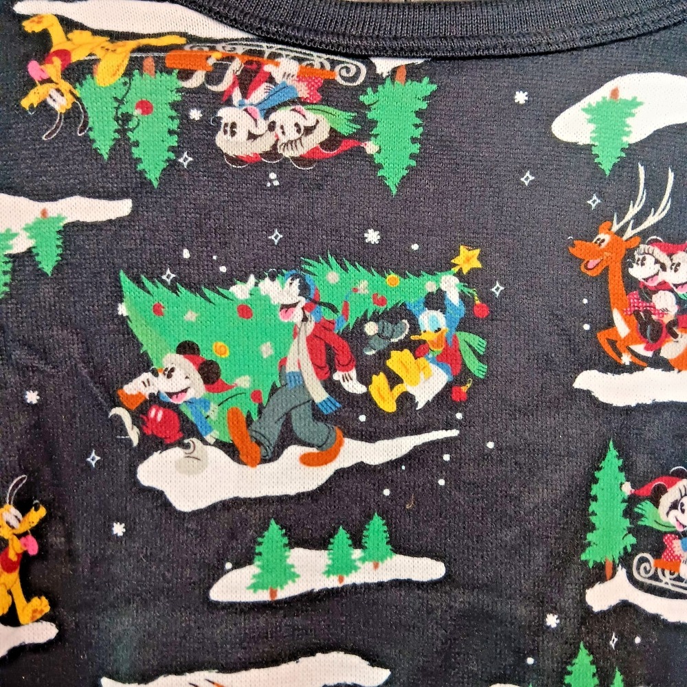 NWT Disney Mickey Minnie Mouse Christmas Pajamas 3T Retro Holiday 2pc Sleep Set - Picture 4 of 9